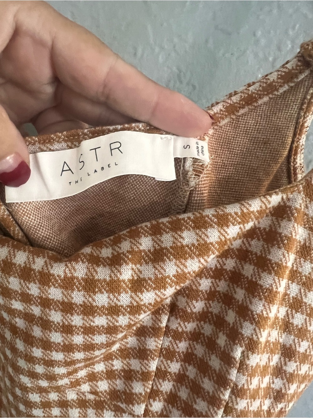 Astr Beige Gingham Knit Slip Dress - Picture 5 of 5